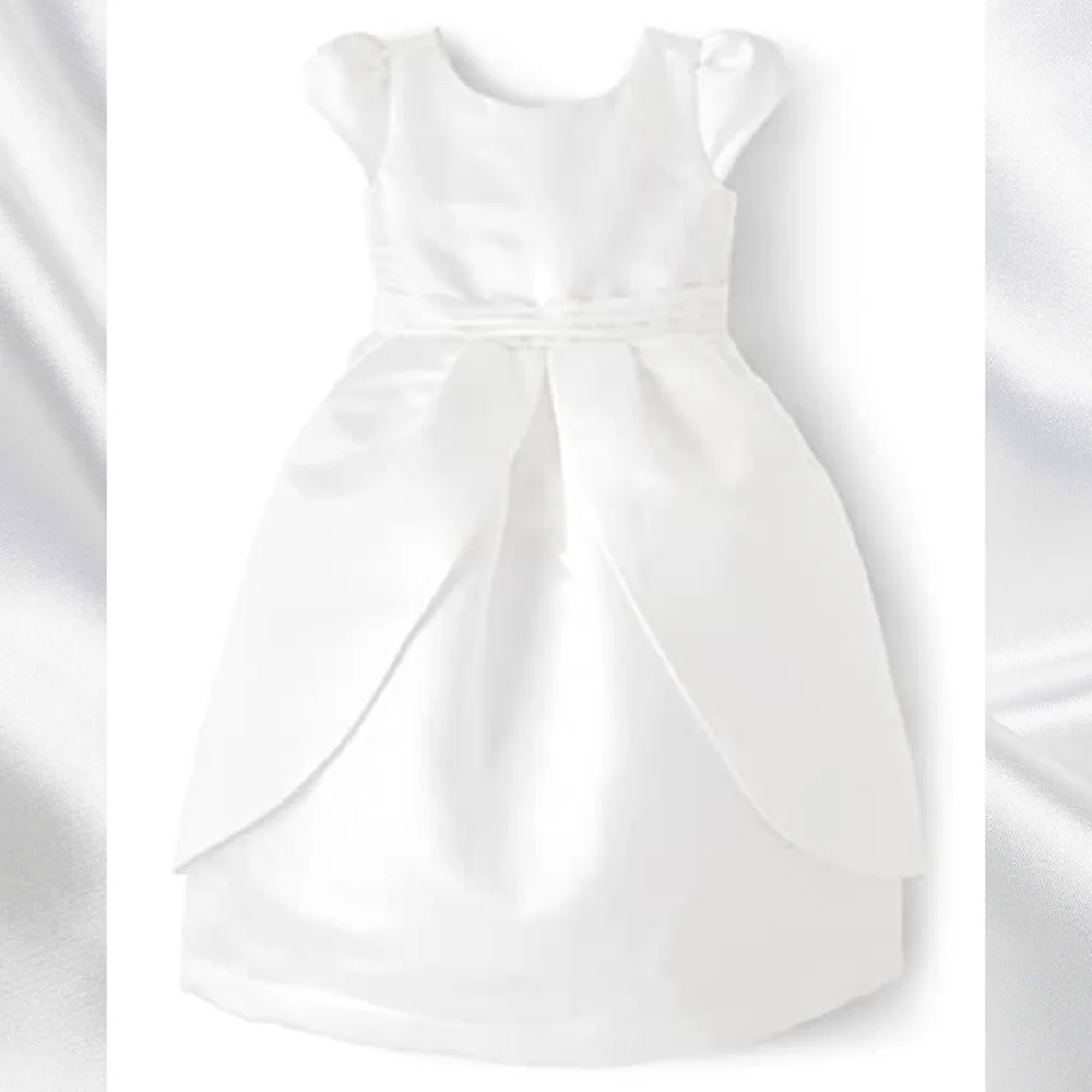 Gymboree Girls Special Occasion Elegant Formal White Satin Ruffle Dress Size 14